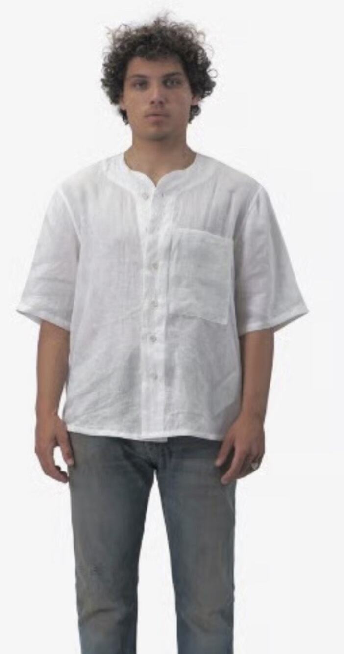 BTFL Men’s Short Sleeve Button Up 100% Linen White Shirt Oversized Sz M Runs Big